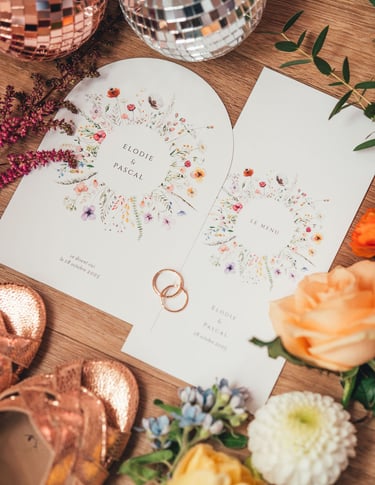 faire-part de mariage coloré