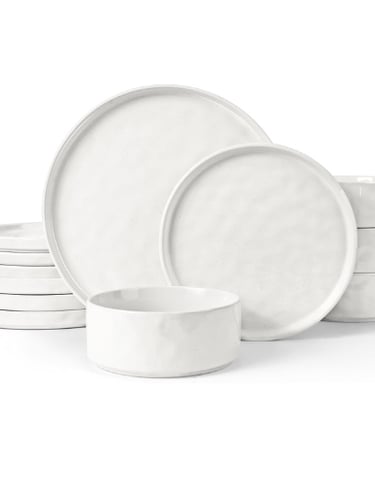 stoneware dinnerware set, 12 piece, speckled dinnerware set, stoneware dinnerware plates bowls set