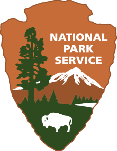 a national park service logo with a bison