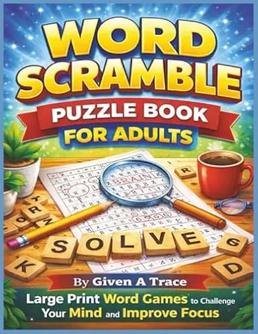 Word Scramble Puzzle Book for Adults cover with large print word games