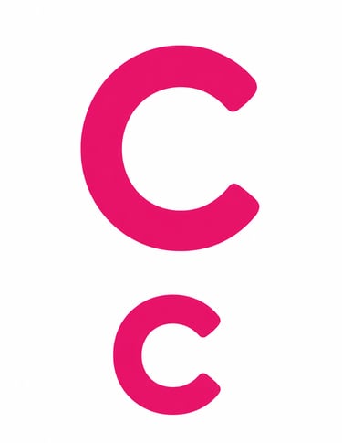 A bright pink uppercase and lowercase letter C in a bold sans-serif font on a white background.
