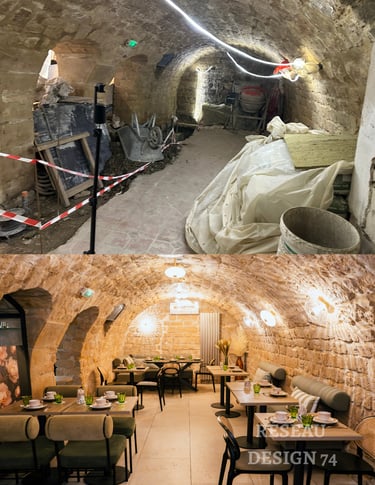 Rénovation hôtel salle petit déjeuner