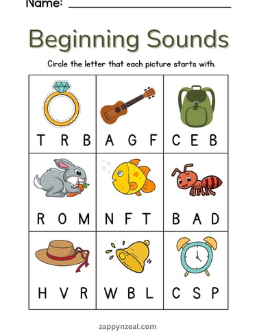 circle the starting letter of the given picture