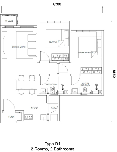 2 bedroom 2 bathroom at ciq