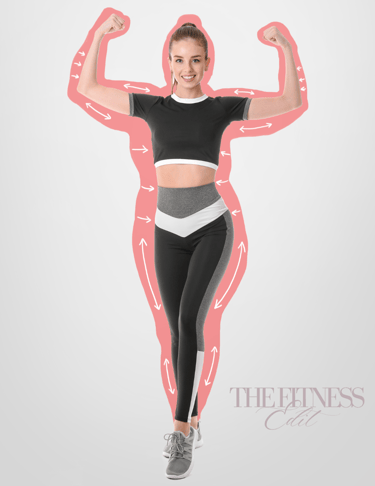 a lady flexing after losing weight