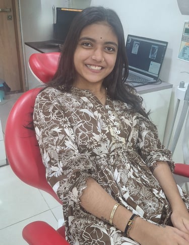  Comfortable and happy patient during dental treatment at Shree Dental Care in Shyamal, Ahmedabad