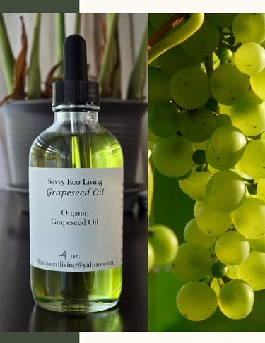 a bottle of grapeseed organic oil with green grape