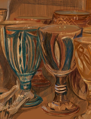 Alan Caiger-Smith goblets in the Great Dixter collection