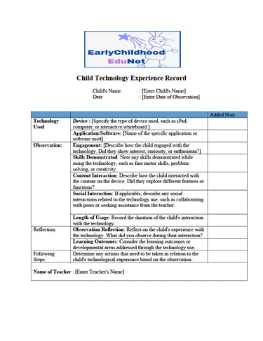 Template for teaching reflection