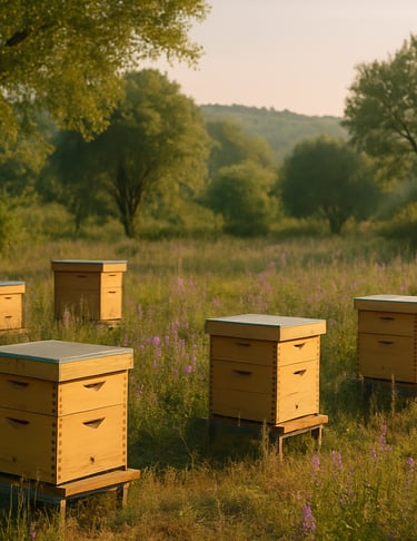 a field with beehive and beehive beehive beehive