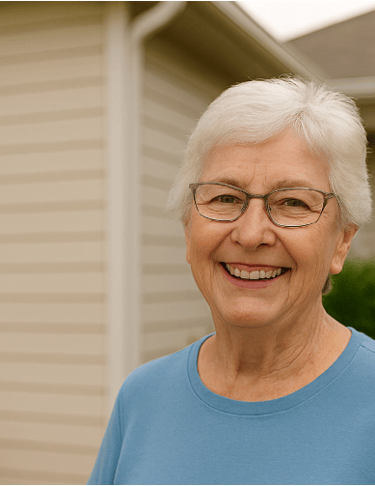 Satisfied homeowner in The Villages shows off clean gutters and shares glowing review
