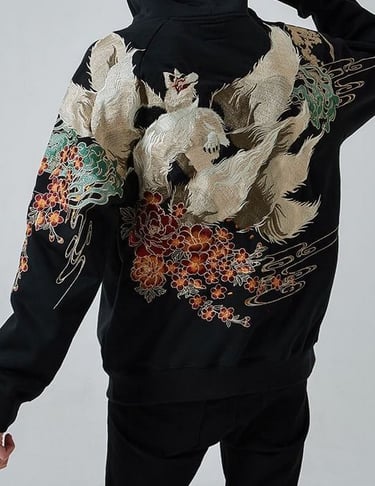 Close-up embroidery stitching on premium branded garments