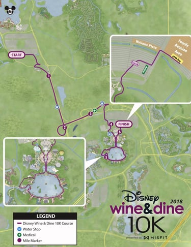 2018 runDisney Wine and Dine Half Marathon Weekend 10K Course Map