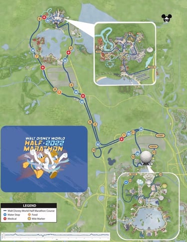 2022 runDisney Walt Disney World Marathon Weekend Half Marathon Course Map