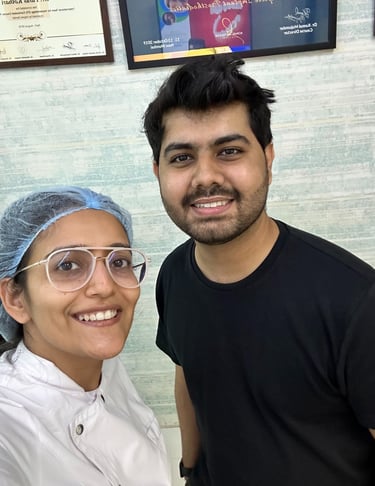 Best Gums Specialist Near Orlem Malad West with happy patient after teeth cleaning treatment for bleeding gums. 