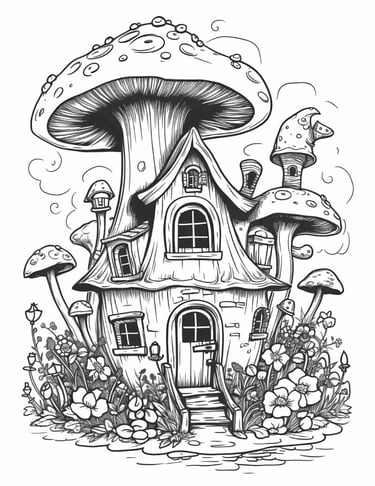 Enchanting Fairy Homes coloring page detailed coloring book