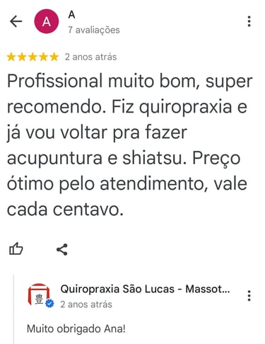 Avaliação no google quiropraxia são lucas