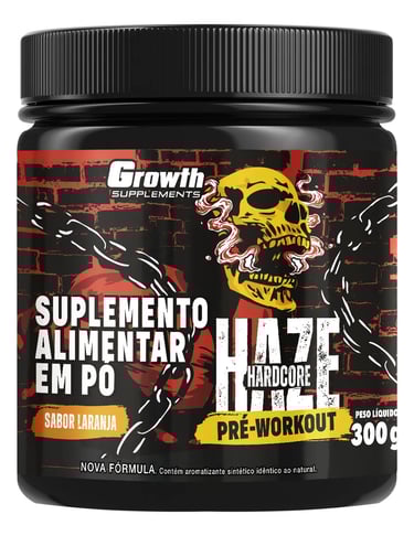 Suplemento Pré-treino Haze Hardcore 300g Growth - Laranja
