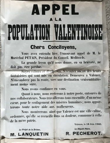 Appel du 18 juin 1940 Valence Marcel Lanquetin