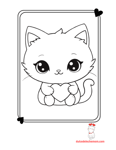 Cute cat coloring page