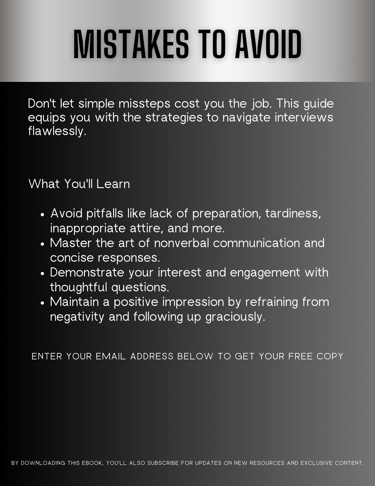 poster of mistakes to avid in interviews