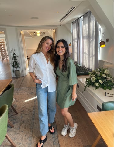 Maya & Caggie at podcast event