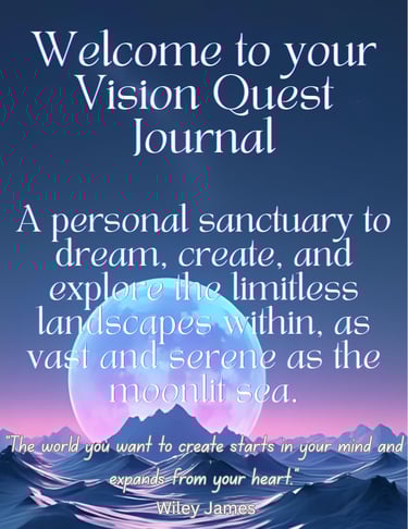 this is an image of the cover page of the Vision Quest Journal by Wiley James at WordWorx media