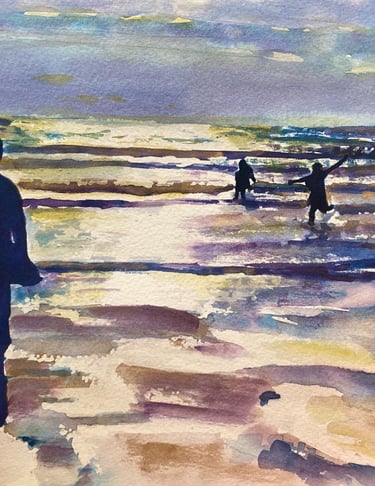 original watercolor painting seascape portrait custom family