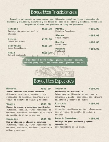 Baguette artesanal con jamón serrano, especialidad de la casa en Finca Narvarte
