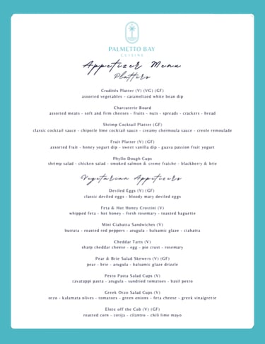 Sample Summer Appetizer Menu