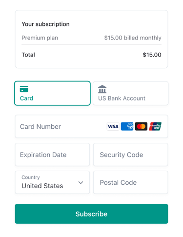 Formulaire de paiement Stripe.