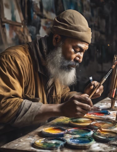 topless man holding his head