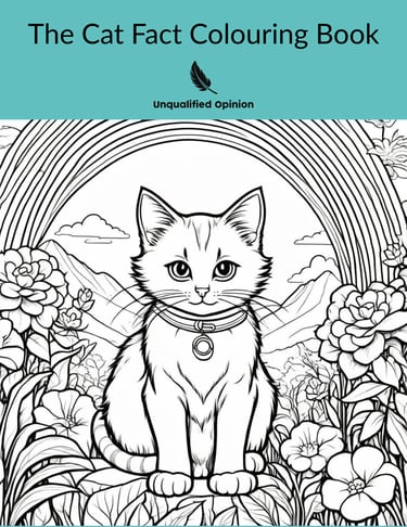 a cat coloring book with a cat sitting on a flower bed