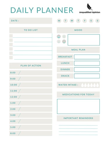 a daily planner with a daily schedule of daily tasks
