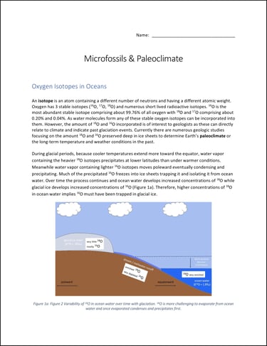 Microfossils & Paleoclimate lab activity first page preview