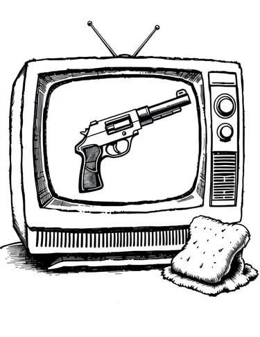 télé avec pistolet dedans