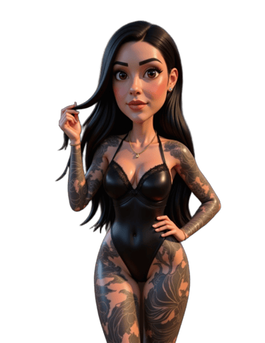 Cartoon female full body tattoos brown eyes and just the perfect combination