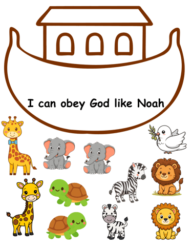 Noah’s Ark animal matching printable for kids Bible lesson cut and paste activity