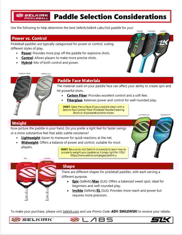Paddle Selection Considerations Template