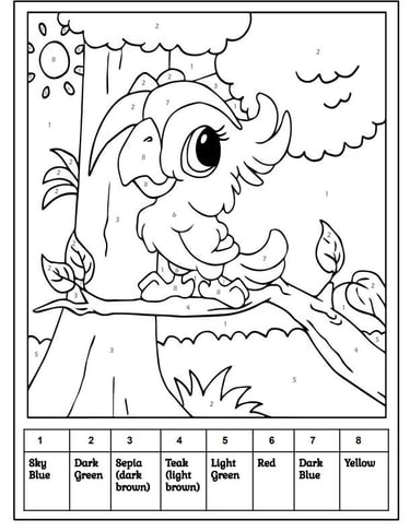 Colour by number book page