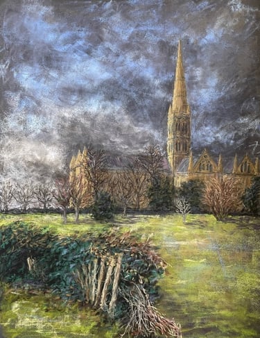 Tableau au pastel - Salisbury cathedral