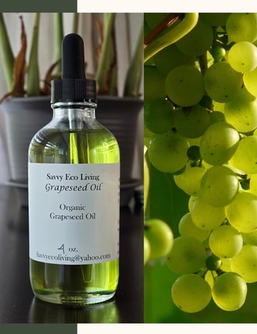 a bottle of grapeseed organic oil with green grape