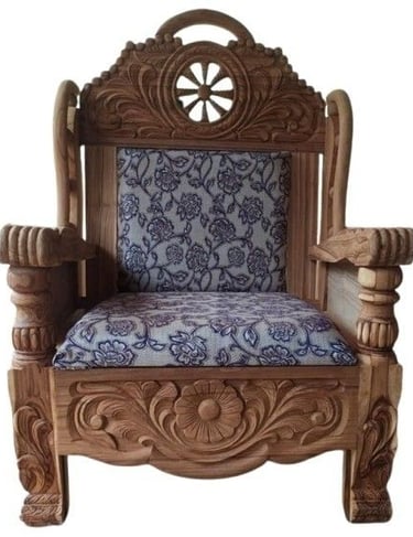 Carved Teak Armchair with Traditional Indian Detailing