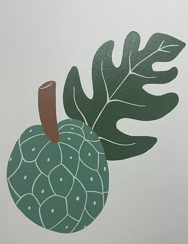Peinture murale décorative, fruit à pain -  pour la salle destinée aux repas dans une crèche