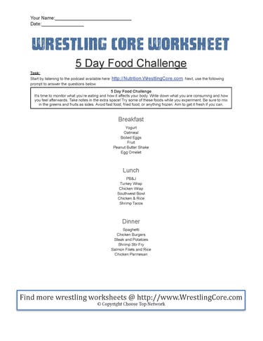 diet worksheet