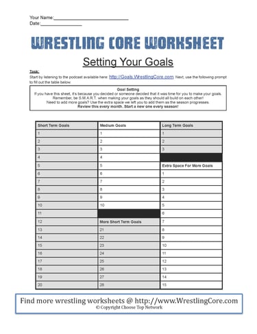 goals worksheet
