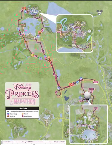 2020 runDisney Princess Half Marathon Weekend Half Marathon Course Map