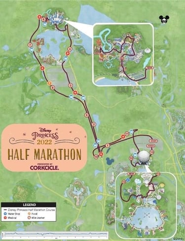 2022 runDisney Princess Half Marathon Weekend Half Marathon Course Map