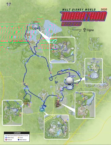 2020 runDisney Walt Disney World Marathon Weekend Marathon Course Map