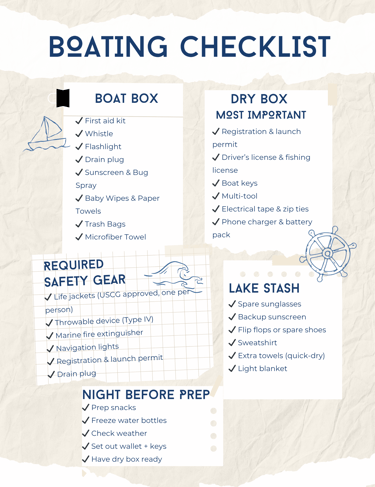 infographic checklist for what to pack for a day of boating on lake wallenpaupack